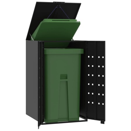 Black steel garbage container shed 69x79x117 cm by , Waste container supports - Ref: Foro24-4008424, Price: 262,30 €, Discoun...