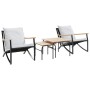 Garden furniture set with cushions, 4 pieces, black steel by , Garden sets - Ref: Foro24-4009305, Price: 451,98 €, Discount: %