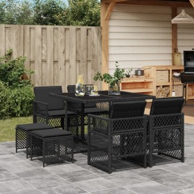 Garten-Essgruppe 9-teilig mit schwarzen Polstern aus synthetischem Rattan von , Gartensets - Ref: Foro24-3210775, Preis: 392,...