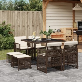 Garten-Essgruppe, 9-teilig, mit braunen Kunststoff-Rattan-Kissen. von , Gartensets - Ref: Foro24-3210777, Preis: 394,11 €, Ra...