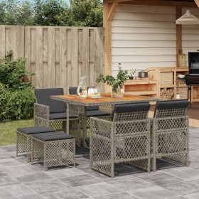 Garden dining set 9 pieces and gray synthetic rattan cushions by , Garden sets - Ref: Foro24-3210782, Price: 430,99 €, Discou...