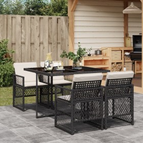 5-piece garden furniture set with black synthetic rattan cushions by , Garden sets - Ref: Foro24-3210714, Price: 299,99 €, Di...