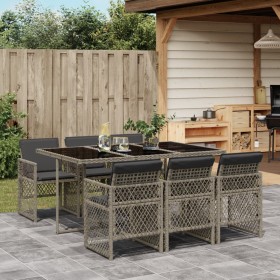 Garden dining set 7 pieces and gray synthetic rattan cushions by , Garden sets - Ref: Foro24-3210728, Price: 463,99 €, Discou...