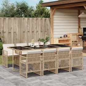 9-piece garden dining set with beige synthetic rattan cushions by , Garden sets - Ref: Foro24-3210742, Price: 590,14 €, Disco...