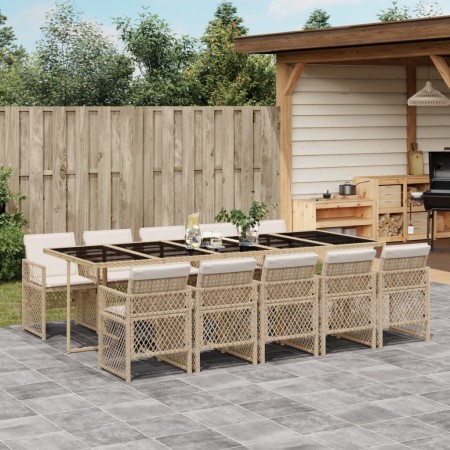 Garten-Essgruppe 11-teilig mit Kissen aus synthetischem Rattan in Beige. von , Gartensets - Ref: Foro24-3210754, Preis: 788,8...