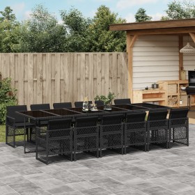 Garden dining set with 13-piece black synthetic rattan cushions by , Garden sets - Ref: Foro24-3210763, Price: 931,36 €, Disc...