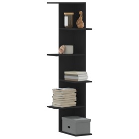 Black wood corner wall shelf 36.5x36.5x140 cm by , Shelves and shelves - Ref: Foro24-852628, Price: 54,99 €, Discount: %