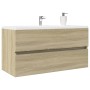 Armario lavabo madera contrachapada roble Sonoma 90x38,5x45 cm de , Muebles de baño - Ref: Foro24-849638, Precio: 58,99 €, De...