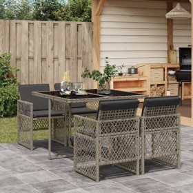 Garten-Essgruppe, 5-teilig, mit grauen Polstern aus synthetischem Rattan. von , Gartensets - Ref: Foro24-3210716, Preis: 309,...