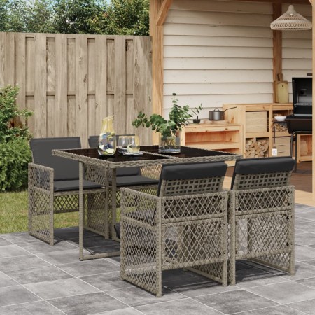 5-piece garden dining set with gray synthetic rattan cushions by , Garden sets - Ref: Foro24-3210716, Price: 309,12 €, Discou...