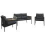 3-piece garden furniture set with black steel cushions by , Garden sets - Ref: Foro24-3283635, Price: 381,80 €, Discount: %