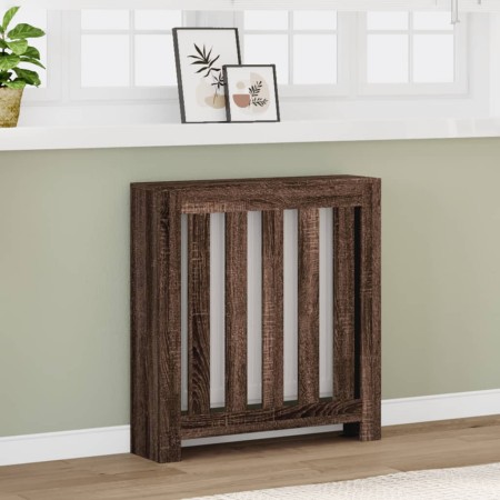 Engineered wood radiator cover in brown oak, 78x20x82 cm. by , Accessories for heating radiators - Ref: Foro24-852732, Price:...