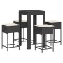 5-piece garden bar set with black PE rattan cushions by , Garden sets - Ref: Foro24-3261449, Price: 396,48 €, Discount: %