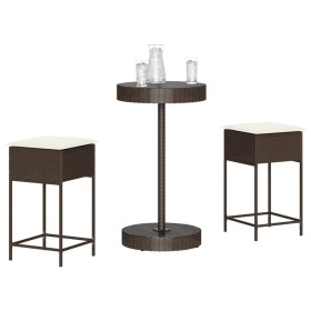 3-piece garden bar set with brown PE rattan cushions by , Garden sets - Ref: Foro24-3261440, Price: 204,99 €, Discount: %