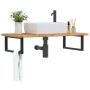 Wall-mounted steel and solid oak wood sink shelf by , bathroom vanities - Ref: Foro24-3302397, Price: 105,21 €, Discount: %