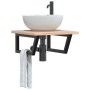 Wall-mounted steel and solid oak wood sink shelf by , bathroom vanities - Ref: Foro24-3302383, Price: 66,99 €, Discount: %