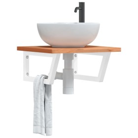 Wall-mounted sink shelf made of steel and solid beech wood by , bathroom vanities - Ref: Foro24-3302426, Price: 60,29 €, Disc...