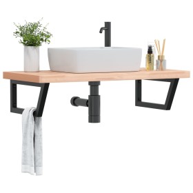 Estante de lavabo de pared de acero y madera maciza de haya de , Tocadores de baño - Ref: Foro24-3302439, Precio: 138,45 €, D...