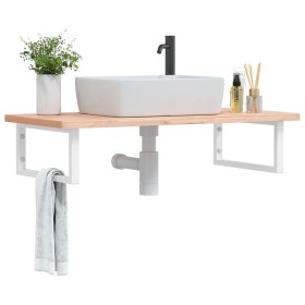 Wall-mounted sink shelf made of steel and solid beech wood by , bathroom vanities - Ref: Foro24-3302432, Price: 85,39 €, Disc...