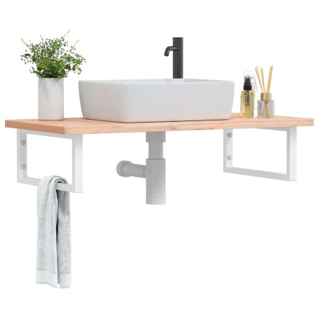 Estante de lavabo de pared de acero y madera maciza de haya de , Tocadores de baño - Ref: Foro24-3302432, Precio: 85,39 €, De...