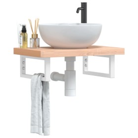 Wall-mounted sink shelf made of steel and solid beech wood by , bathroom vanities - Ref: Foro24-3302360, Price: 85,09 €, Disc...