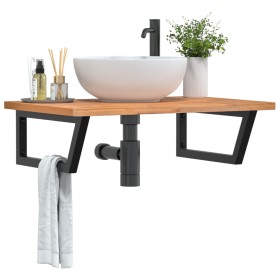 Wandwaschtischregal aus Stahl und massiver Buche von , Badezimmerwaschtische - Ref: Foro24-3302451, Preis: 97,99 €, Rabatt: %