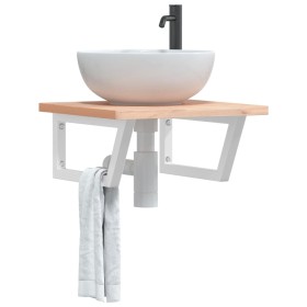 Estante de lavabo de pared de acero y madera maciza de haya de , Tocadores de baño - Ref: Foro24-3302418, Precio: 60,99 €, De...