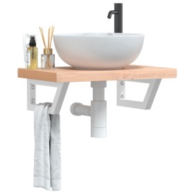 Estante de lavabo de pared de acero y madera maciza de haya de , Tocadores de baño - Ref: Foro24-3302362, Precio: 81,99 €, De...