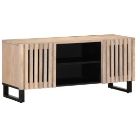 TV-Möbel aus massivem weißem Mangoholz 105x34x46 cm von , CD- und DVD-Speicher - Ref: Foro24-377439, Preis: 120,99 €, Rabatt: %