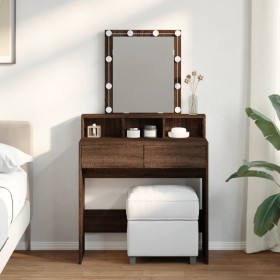 Dresser with LED lights brown oak 80x41x144.5 cm by , Bedroom Dressers - Ref: Foro24-848184, Price: 133,99 €, Discount: %