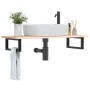 Wall-mounted steel and solid oak wood sink shelf by , bathroom vanities - Ref: Foro24-3302549, Price: 79,74 €, Discount: %