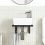 Wall-mounted steel and solid oak wood sink shelf by , bathroom vanities - Ref: Foro24-3302575, Price: 58,50 €, Discount: %