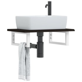 Estante de lavabo de pared de acero y madera maciza de roble de , Tocadores de baño - Ref: Foro24-3302580, Precio: 67,37 €, D...