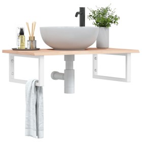 Wall-mounted steel and solid oak wood sink shelf by , bathroom vanities - Ref: Foro24-3302596, Price: 80,78 €, Discount: %