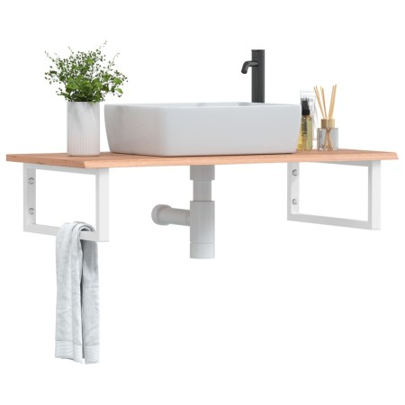 Wall-mounted steel and solid oak wood sink shelf by , bathroom vanities - Ref: Foro24-3302612, Price: 96,10 €, Discount: %