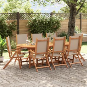 Folding garden chairs 8 pcs solid acacia wood textilene by , Garden chairs - Ref: Foro24-3279246, Price: 605,99 €, Discount: %