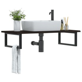 Wall-mounted steel and solid oak wood sink shelf by , bathroom vanities - Ref: Foro24-3302625, Price: 79,99 €, Discount: %