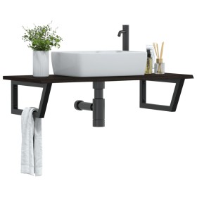 Estante de lavabo de pared de acero y madera maciza de roble de , Tocadores de baño - Ref: Foro24-3302627, Precio: 81,97 €, D...