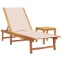 2 sun loungers with solid acacia wood table and cream textilene by , Loungers - Ref: Foro24-3279252, Price: 351,19 €, Discoun...