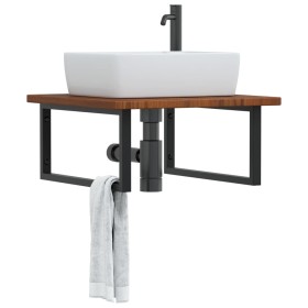 Wall-mounted steel and solid oak wood sink shelf by , bathroom vanities - Ref: Foro24-3302485, Price: 90,90 €, Discount: %