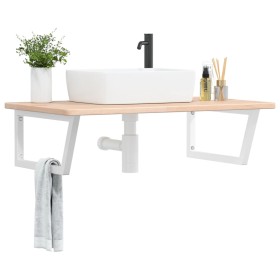 Wall-mounted steel and solid oak wood sink shelf by , bathroom vanities - Ref: Foro24-3302466, Price: 113,92 €, Discount: %