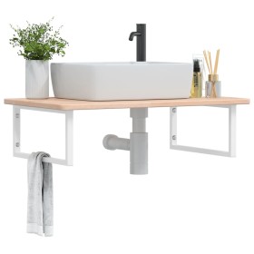 Estante de lavabo de pared de acero y madera maciza de roble de , Tocadores de baño - Ref: Foro24-3302464, Precio: 114,50 €, ...