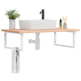 Wall-mounted sink shelf made of steel and solid beech wood by , bathroom vanities - Ref: Foro24-3302516, Price: 95,99 €, Disc...