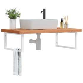 Estante de lavabo de pared de acero y madera maciza de haya de , Tocadores de baño - Ref: Foro24-3302528, Precio: 143,78 €, D...