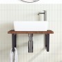 Estante de lavabo de pared de acero y madera maciza de roble de , Tocadores de baño - Ref: Foro24-3302487, Precio: 88,64 €, D...