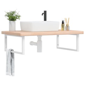 Wall-mounted steel and solid oak wood sink shelf by , bathroom vanities - Ref: Foro24-3302472, Price: 145,99 €, Discount: %