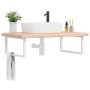 Wall-mounted steel and solid oak wood sink shelf by , bathroom vanities - Ref: Foro24-3302472, Price: 145,25 €, Discount: %