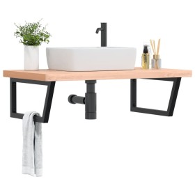 Wall-mounted sink shelf made of steel and solid beech wood by , bathroom vanities - Ref: Foro24-3302523, Price: 142,97 €, Dis...