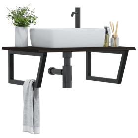 Wall-mounted steel and solid oak wood sink shelf by , bathroom vanities - Ref: Foro24-3302659, Price: 83,03 €, Discount: %