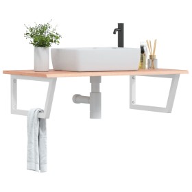 Wall-mounted steel and solid oak wood sink shelf by , bathroom vanities - Ref: Foro24-3302650, Price: 91,99 €, Discount: %